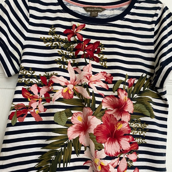 Tommy Bahama Orchid Black and White Stripes Top - Picture 4 of 5